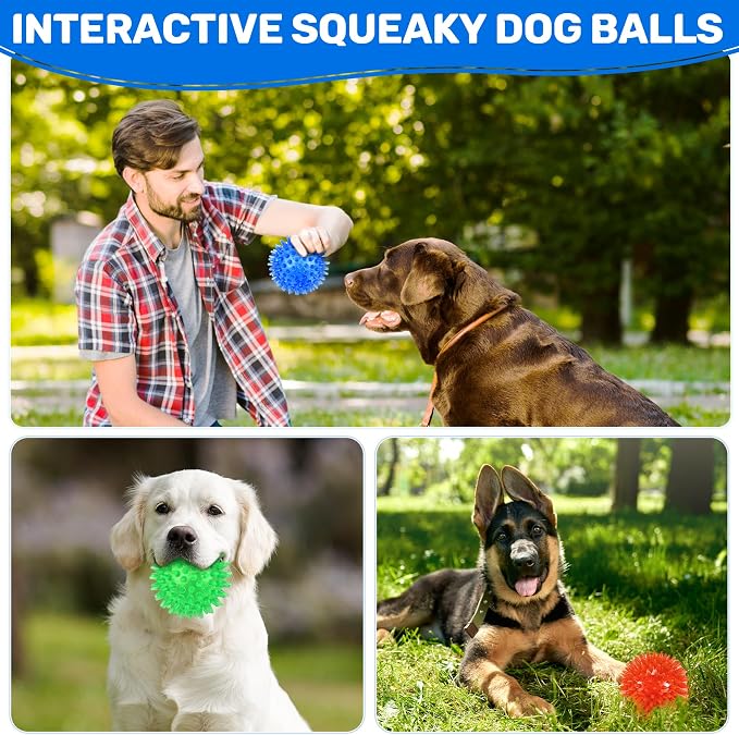 6 Pack 3.5" Light Up Squeaky Dog Toy Balls, Spiky Dog Balls - Image 5
