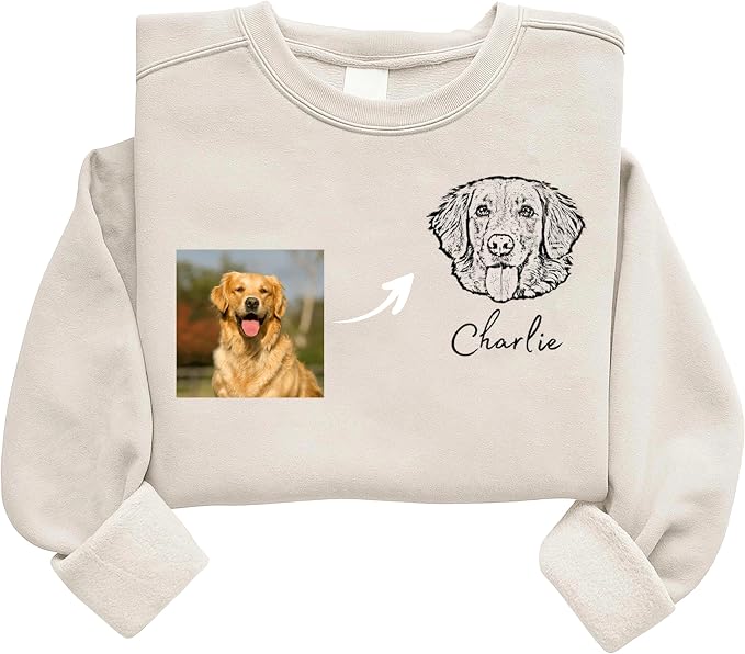 Custom Pet Sweatshirts with Photo and Name, Personalized Dog Sweatshirt by Unknown