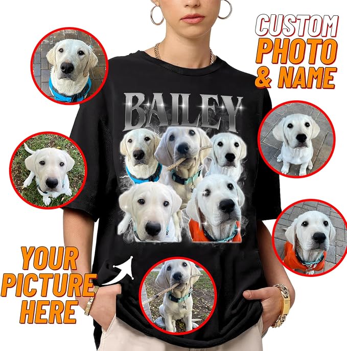 IZI POD Custom Dog Shirt for Women, Personalized Pet Face Photo Shirt, Bootleg - Image 2