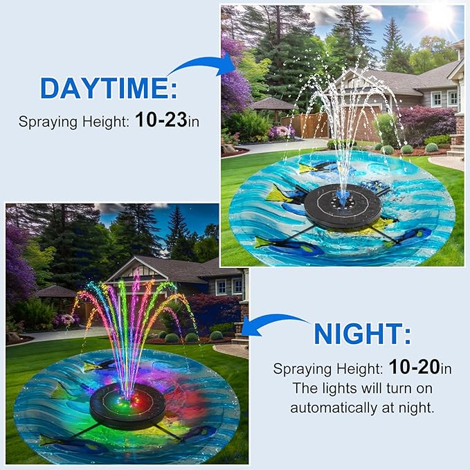 Solar Fountain Pump with 3 Spray Height Adjustments, Upgraded Glass Solar Bird - Image 6