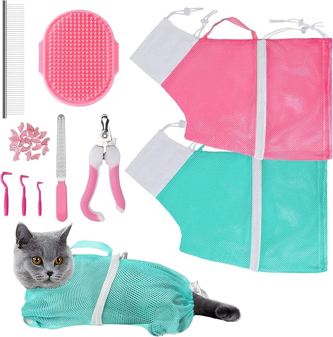 JULMELON Cat Washing Bag 10 PCS Set, Adjustable Cat Shower Net Bag and Pet by JULMELON