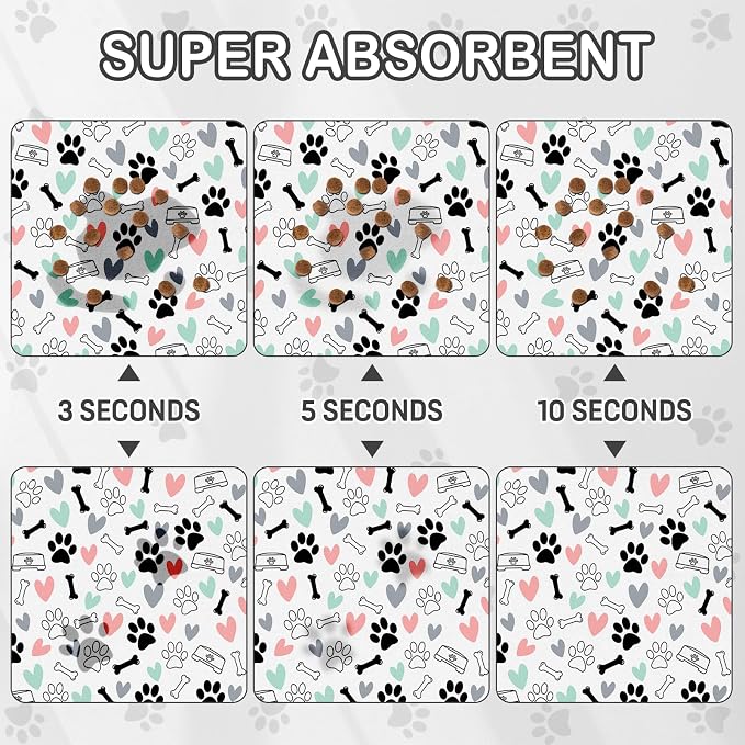Dog Food Mat for Pet Cat Food Mat, Paws Absorbent Quick Dry Dog Bowl Mats for - Image 4