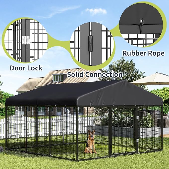 Outdoor Dog Kennel Steel for Medium/Small Dogs Anti-Rust Coating Cage - Image 6