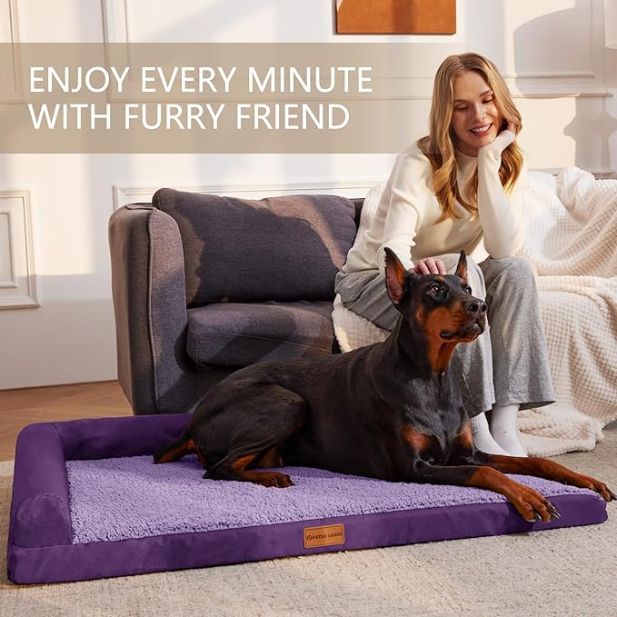 Patas Lague Orthopedic Dog Bed Medium Size Dog 30''X20'', Waterproof L Bolster - Image 3
