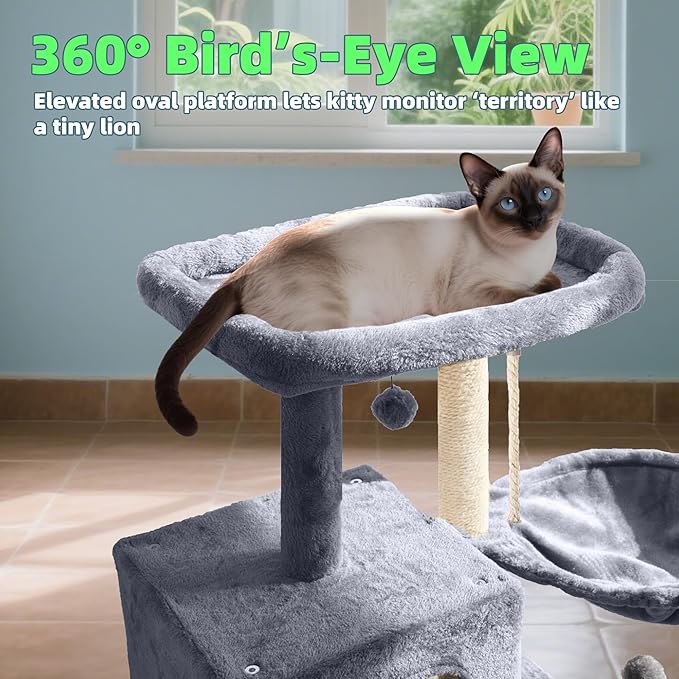 Cat Tree with Cat Condo and Hammock, Cat Tree with Scratching Posts and - Image 5