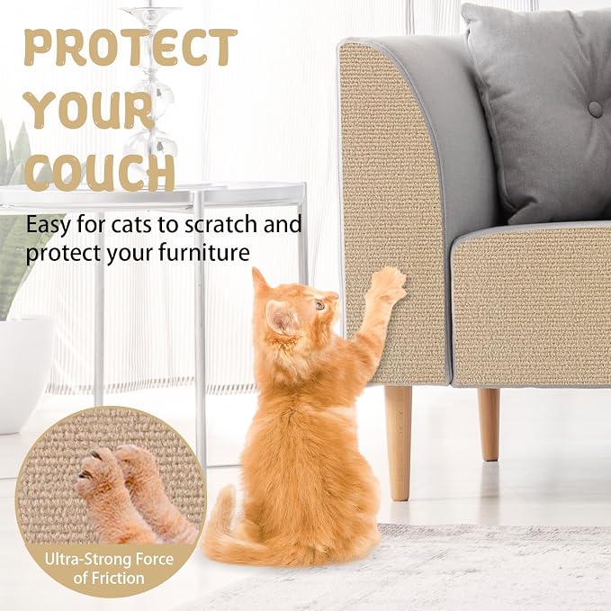 Climbing Cat Scratcher Mat Trimmable Cat Scratching Post Carpet 118’’x15.8’’ - Image 4