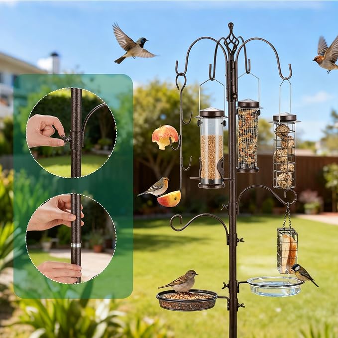Bird Feeding Station Kit Pole Wild Bird Feeder Hanging Planter Hanger Multi - Image 5
