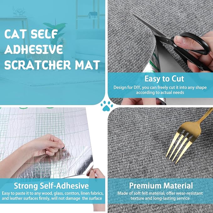 Climbing Cat Scratcher Mat Trimmable Cat Scratching Post Carpet 78.7’’x15.8’’ - Image 3