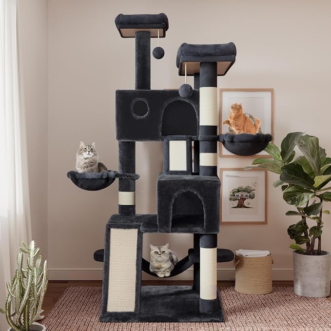SHA CERLIN 65in Larger Cat Tree Tower Condo - Image 2