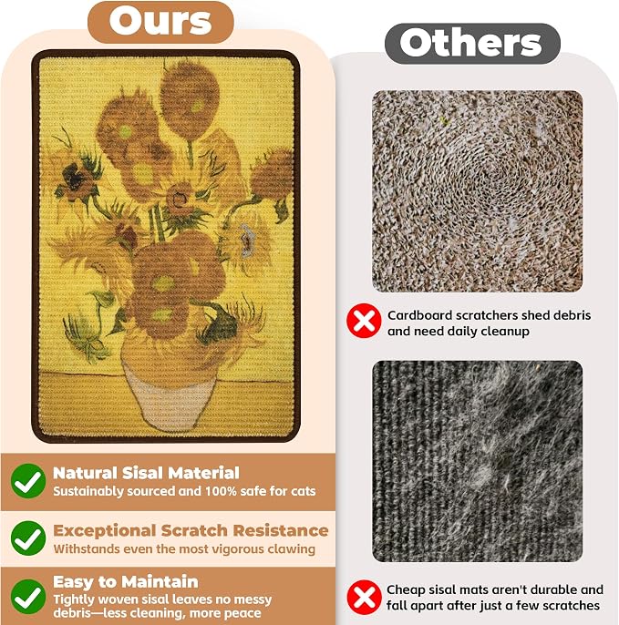 Sisal Cat Scratcher Mat, Cat Wall Scratcher - Image 4