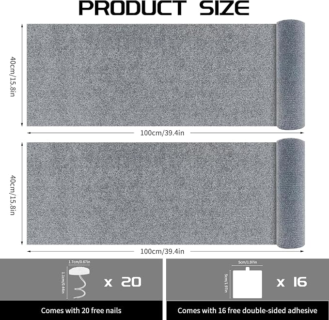 2 Pcs Total 78.8"x15.8" Cat Scratch Mat, Cat Scratch Couch Furniture Protector - Image 2