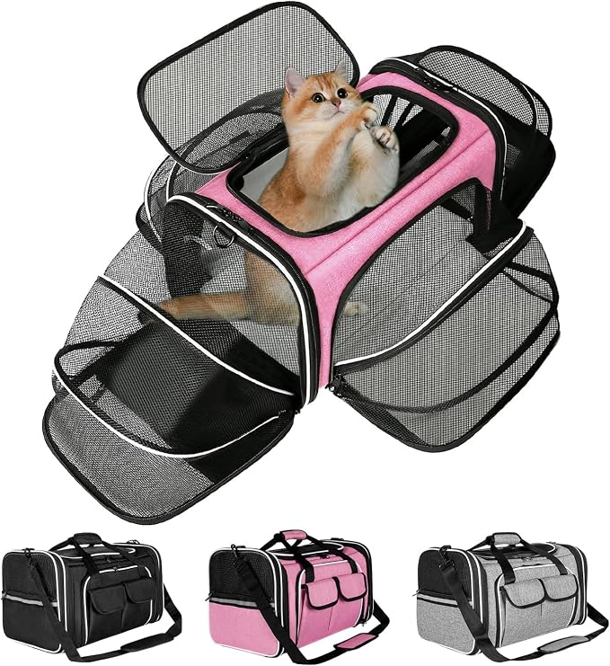 Estarer Soft Sided Pet Carrier Airline Approved, 4 Sides Expandable Collapsible by ESTARER