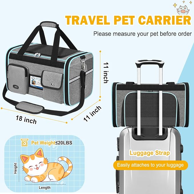HUANLANG Soft-Sided Cat Carrier Airline Approved, Dog Carriers - Image 5
