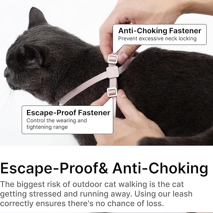 Cat Harness and Leash 2-in-1, Escape Proof Anti-Chocking Harness Adjustable - Image 3