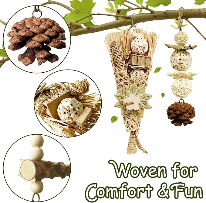 5-Pack Natural Flower Bird Toys – Foraging & Chewing Toys - Image 3