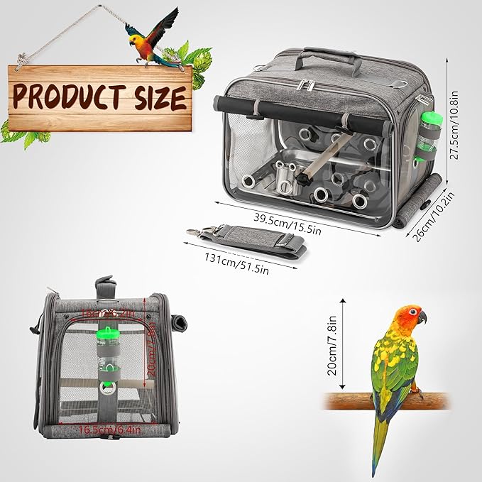 Suertree Bird Carrier Airline Approved, Bird Travel Cage - Image 6