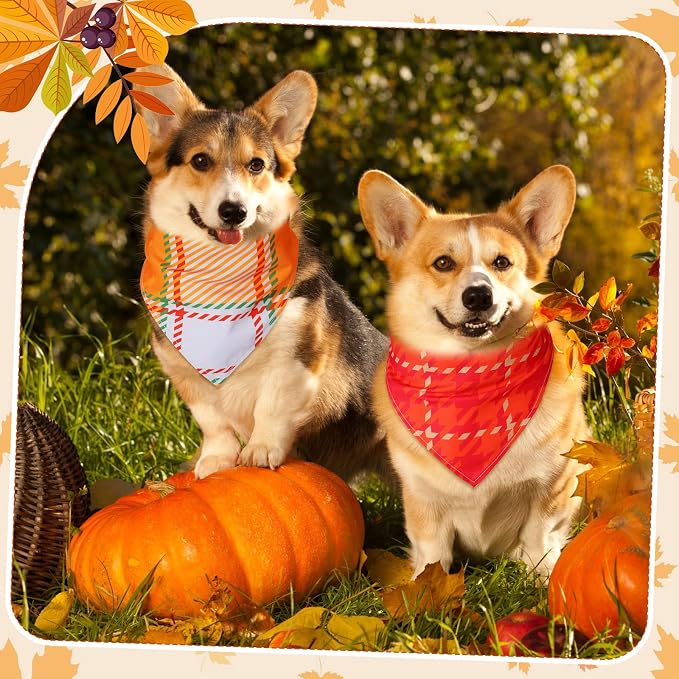 Sweetude 60 Pcs Fall Dog Bandanas Bulk Plaid Bandanas - Image 7