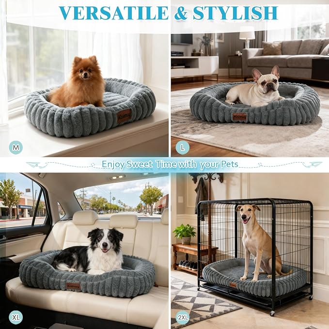 Cute Washable Dog Bed for Small Dogs -Soft Plush Calming Puppy & Cat Bed - Image 9