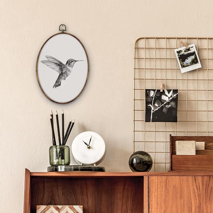 DILSJ Vintage Hummingbird Sketch Oval Wall Art Decor, Rustic Farmhouse - Image 5