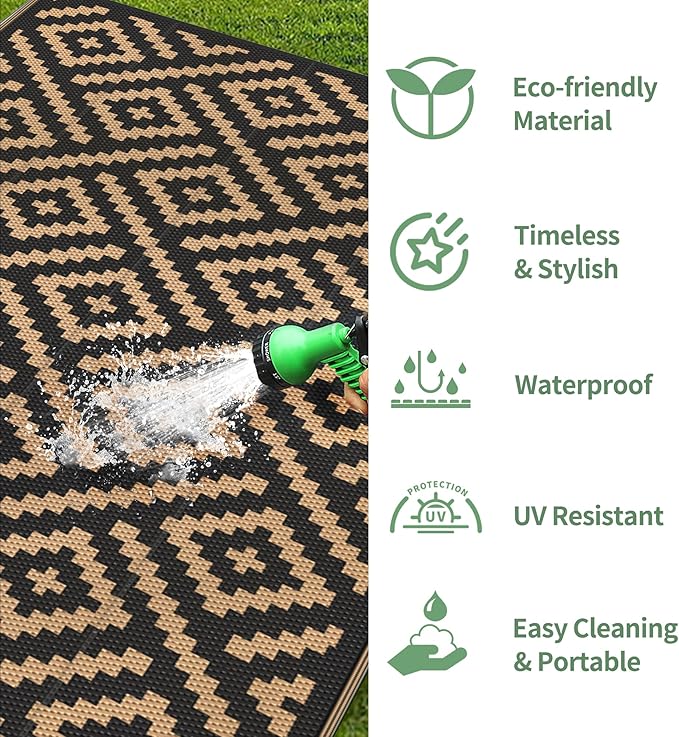 GENIMO 5x8 Outdoor Rug Waterproof, Reversible Mats, Area Rug, Plastic Outside - Image 5