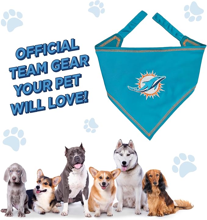 Pets First NFL Miami Dolphins TIE Bandana, Small/Medium. Dog Bandana Scarf Bib - Image 3