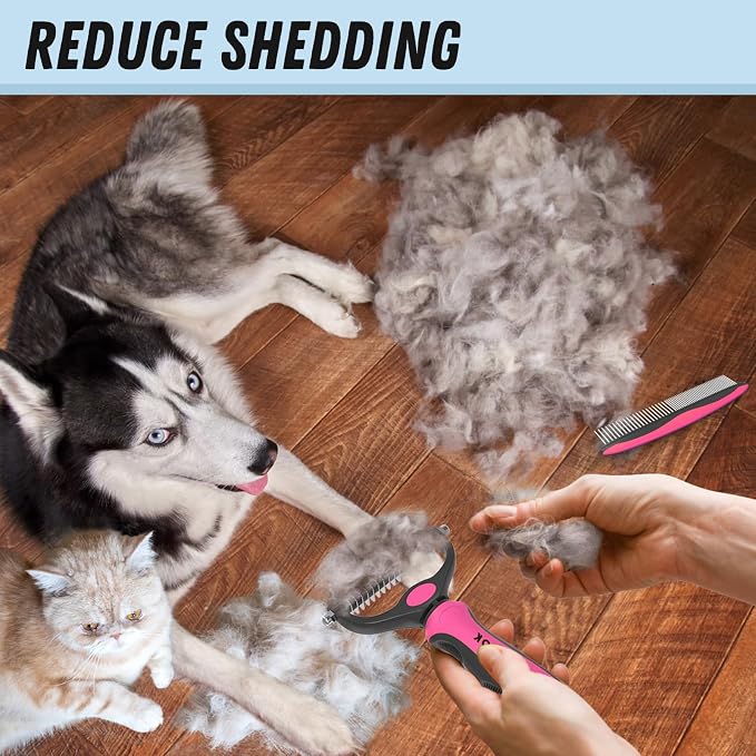 Pet Grooming Brush & Comb Combo, Cat & Dog Brush - Image 5