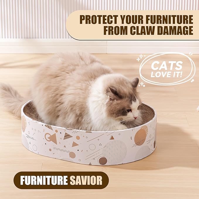 Oval Sturdy Cat Scratching Cardboard Pad Breathable Cat Scratch Pad, Cat - Image 2