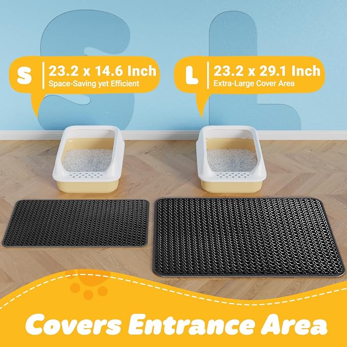 Cat Litter Mat - 23.2'' x 14.6'' Small Litter Trapping Mat, Waterproof - Image 2