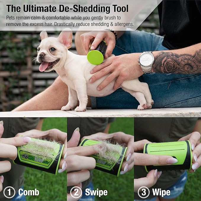 King Kanine Mini King Komb Pet Grooming Brush, Self Cleaning Deshedding | - Image 2