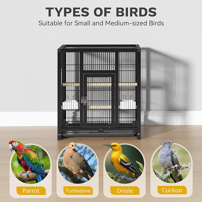 DWVO 41-inch Metal Bird Cage: Large Parrot Cages - Image 4