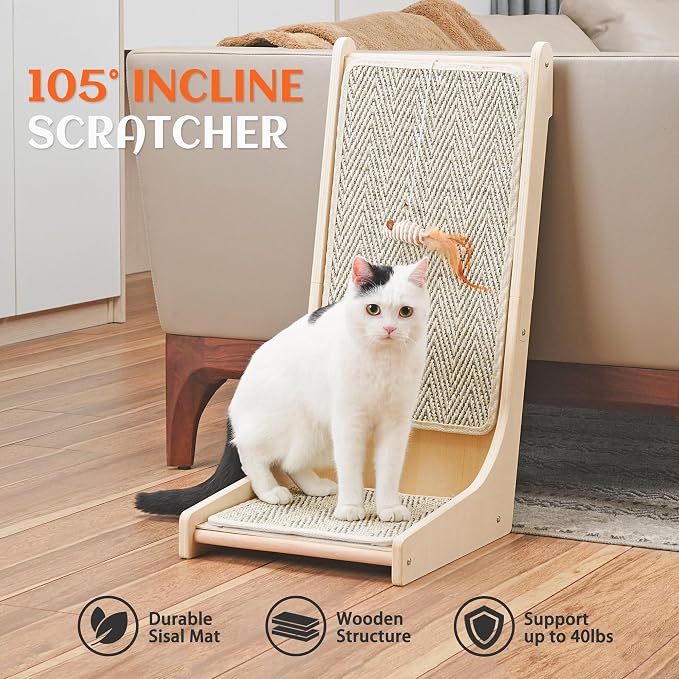 PETKARAY 105° Cat Scratcher, Sisal Kitty Scratch Pad, L Shape Scratching Board - Image 5