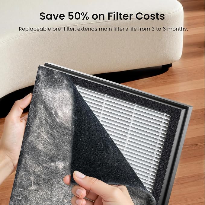 Pet Air Purifier for Home Large Room 2500 sq ft, H13 HEPA Washable Double-Sided - Image 8