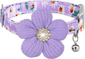 Small Dog Collar with Flower, Puppy Collar by COZIRAE