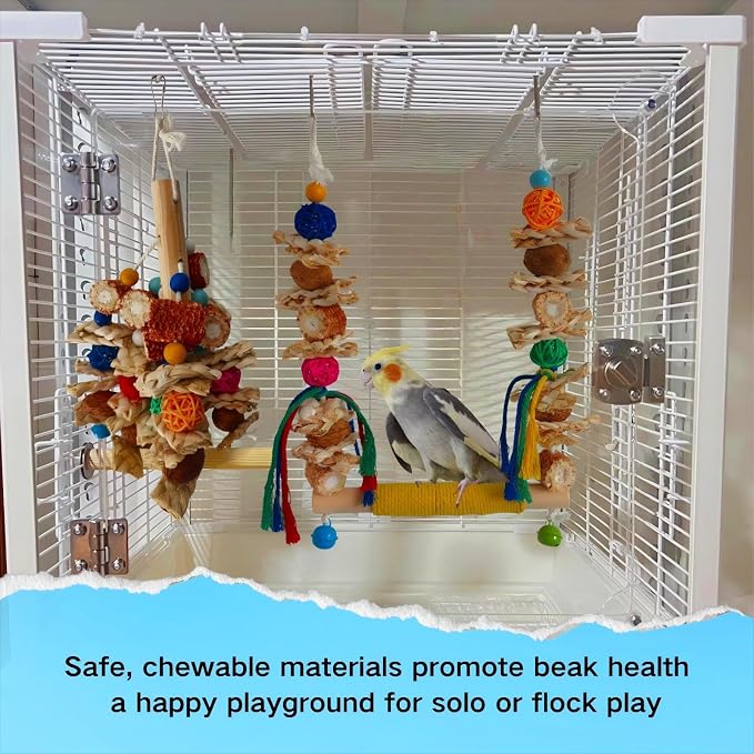 Bird Swings Toys for Parakeets Parrot, Natural Bird Perch Cage Hanging Chew - Image 6