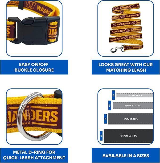 Pets First NFL Washington Commanders Dog & Cat Collar, Small Football Team - Image 6