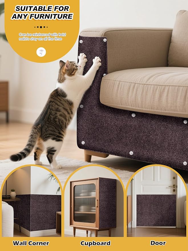 2PCS 39.4"x15.8" Cat Scratch Mat, Trimmable Self-Adhesive Carpet, DIY Climb Cat - Image 6