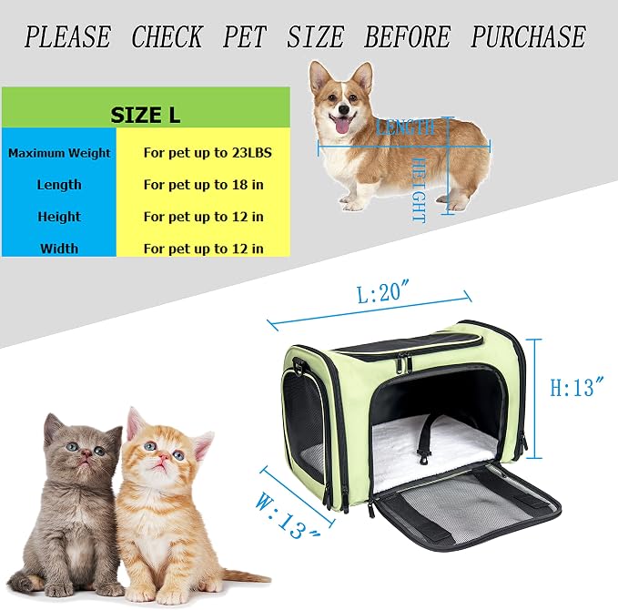 Soft Sided Carrier for Small Medium Cats Dogs, Removable Pad Collapsible Travel - Image 7