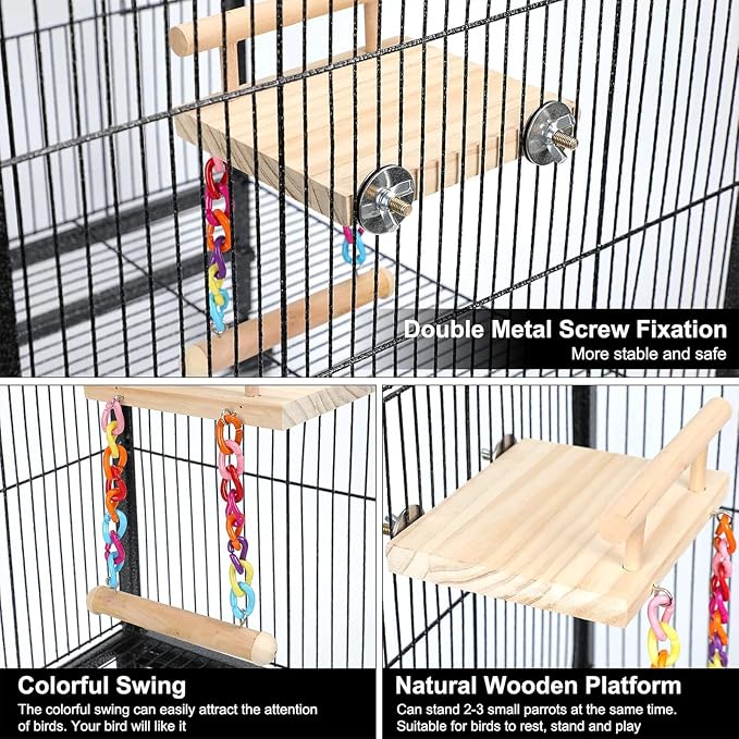 Natural Wood Bird Perch Platform - Image 8