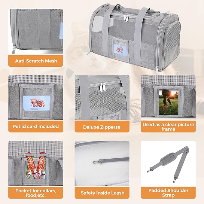 Soft Cat Carrier for Pets Up to 15 lbs, TSA Approved for Airline in-Cabin - Image 6
