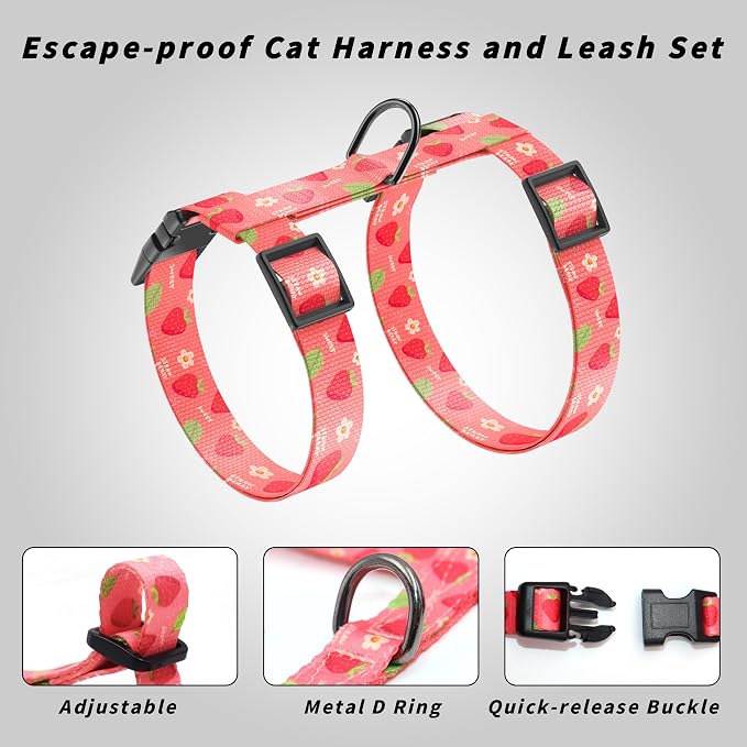 Cat Harness and Leash Set, Adjustable Kitten Harness Escape Proof Cats Harness - Image 4