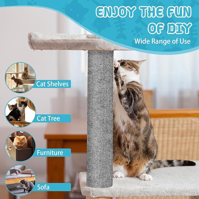 Climbing Cat Scratcher Mat Trimmable Cat Scratching Post Carpet 39.3’’x15.8’’ - Image 6