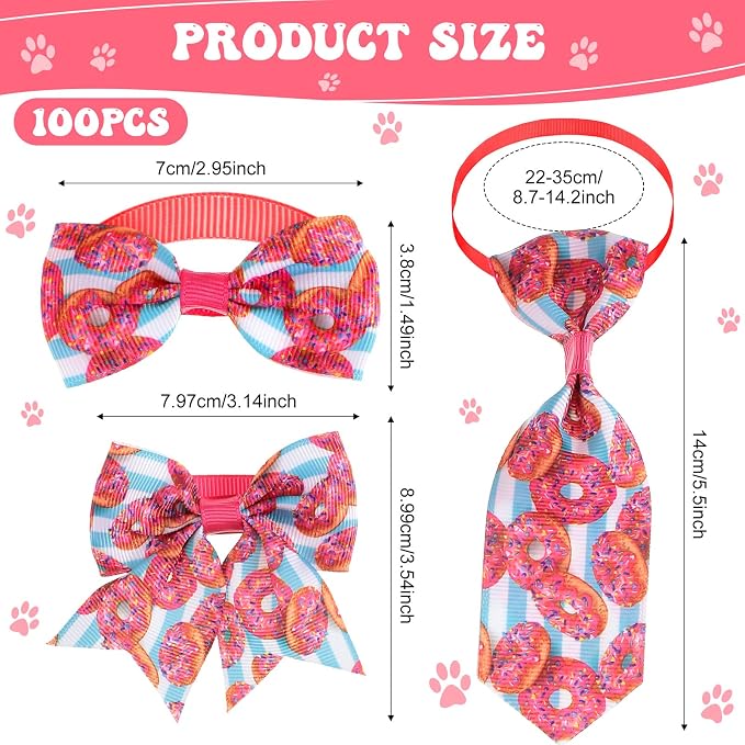 Reginary 100 Pieces Dog Bow Tie Collar Set Include 40 Dog Neckties, and 30 - Image 2