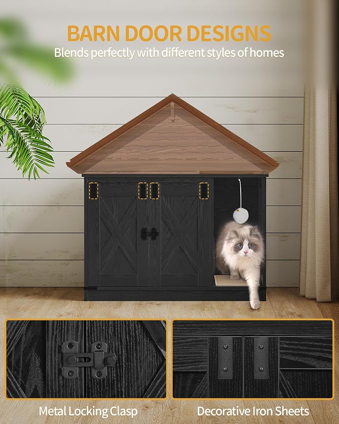 Cat Litter Box Enclosure, Hidden Litter Box Cabinet Furniture - Image 4