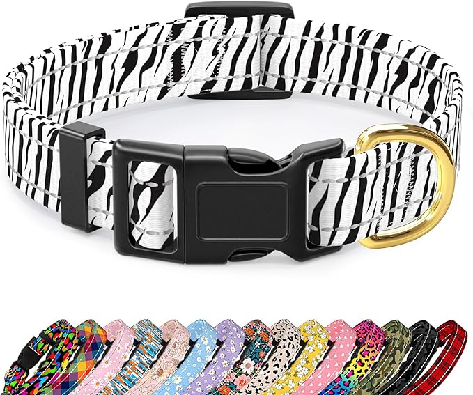 Reflective Dog Collar for Large Dogs, Cute Boho Adjustable Heavy-Duty Nylon by TMOODEL