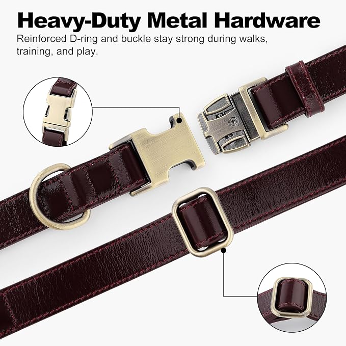 Plutus Pet Genuine Leather Dog Collar – Adjustable Pet Collar - Image 5