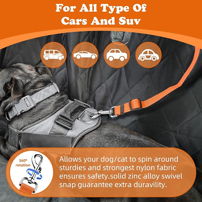 BWOGUE Pet Dog Cat Seat Belts, Car Headrest Restraint Adjustable Safety Leads - Image 5