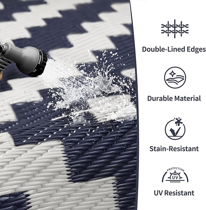 GENIMO Outdoor Rug for Patio Clearance, Reversible Plastic Camping Rugs - Image 5