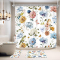 4 PCS Blue Floral Birds Bathroom Set by Ufeela
