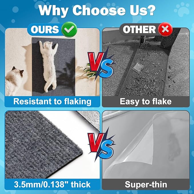 Cat Carpet Protector 47.2"x15.8", Wall Corner Cat Scratcher Pad - Image 2