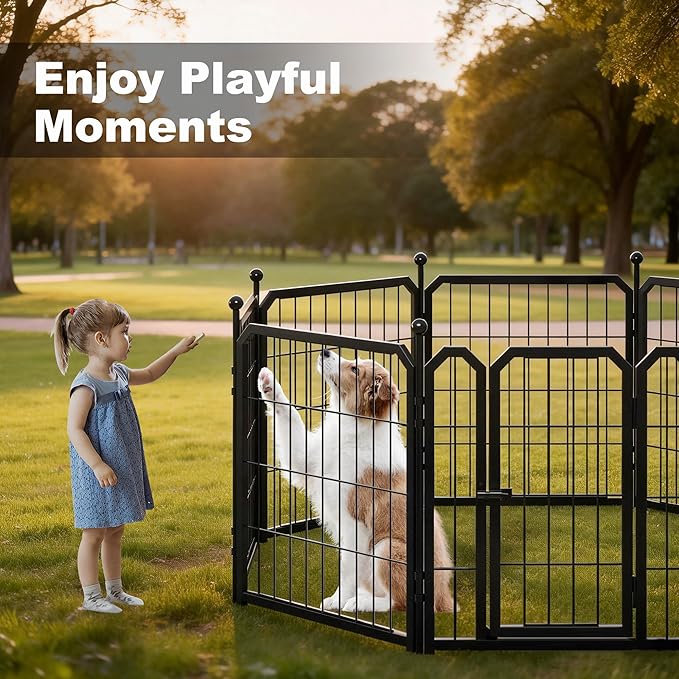 Dog Playpen for Indoor & Outdoor, 24 inch 6 Panels Metal Puppy Playpen for - Image 9